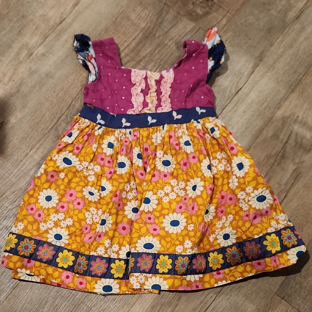 Floral Kids Dress - Purple and Yellow
